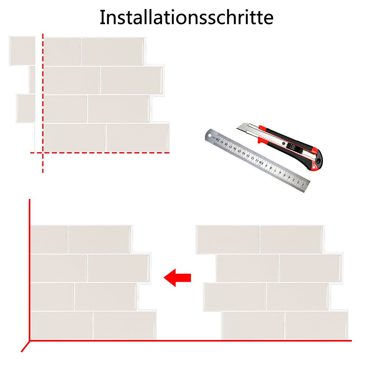 Minicloss Küchenrückwand selbstklebend Spritzschutz Küche 3d Wandpaneele 29.36 x 21.3cm, (1-tlg), Fliesenaufkleber