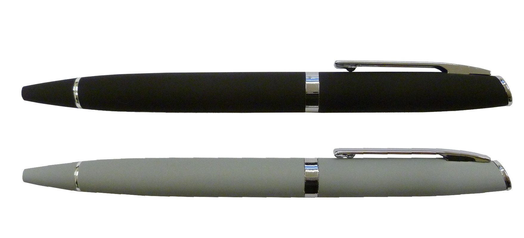 Best Offer Kugelschreiber 2x Drehkugelschreiber aus Metall / in hochwertigem Design / je 1x grau