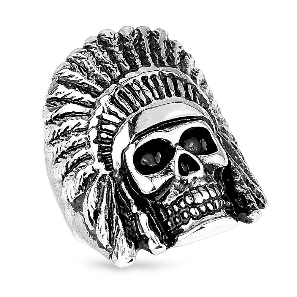 Fingerring Herren Biker Ring Häuptling Totenkopf
