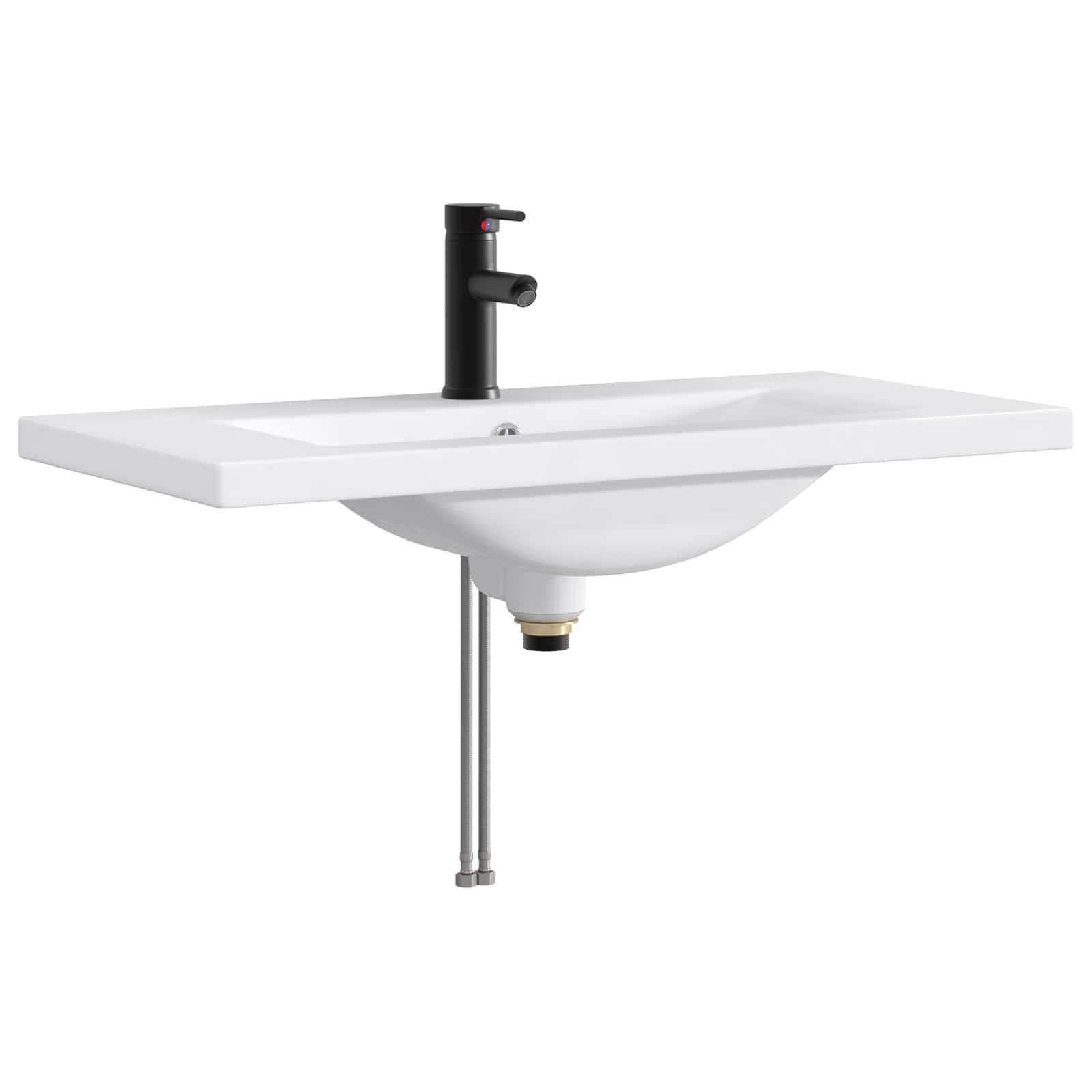 vidaXL Badezimmerspiegelschrank Waschbecken fürs Badezimmer Matt Schwarz 81 x 40 x 17,5 cm (1-St)