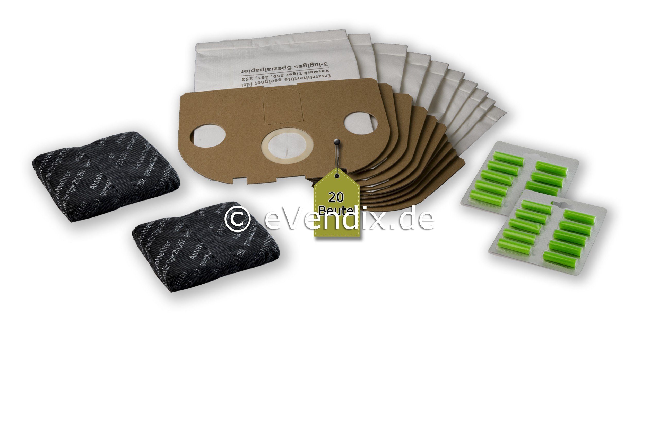 eVendix Staubsaugerbeutel passend für Vorwerk Tiger VT 250 - 252, passend für Vorwerk, 1 St., Vorwerk Tiger VT 250, 251, 252