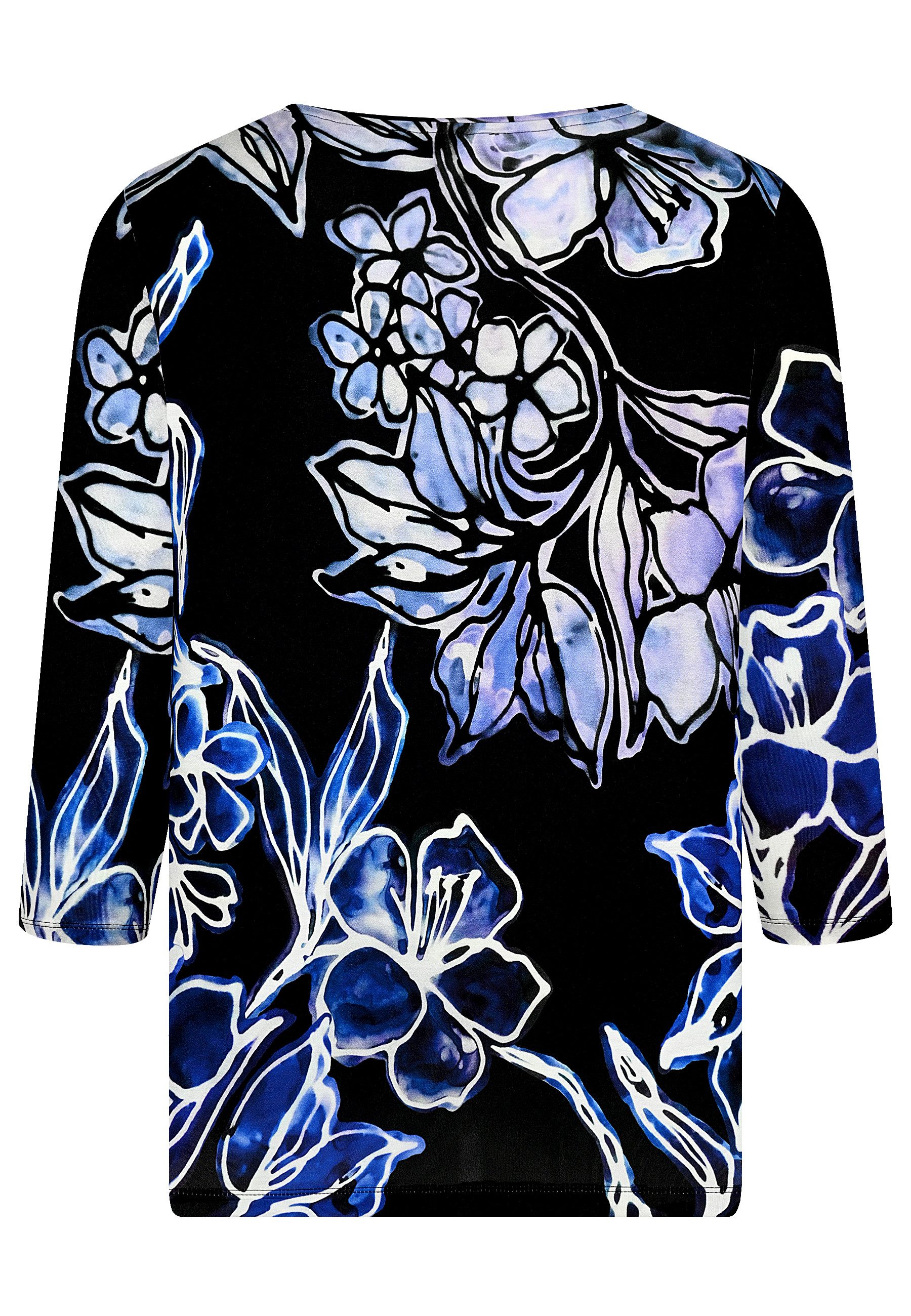 elanza T-Shirt Shirt mit Blumen-Print in Schwarz/Blau (1-tlg) günstig online kaufen