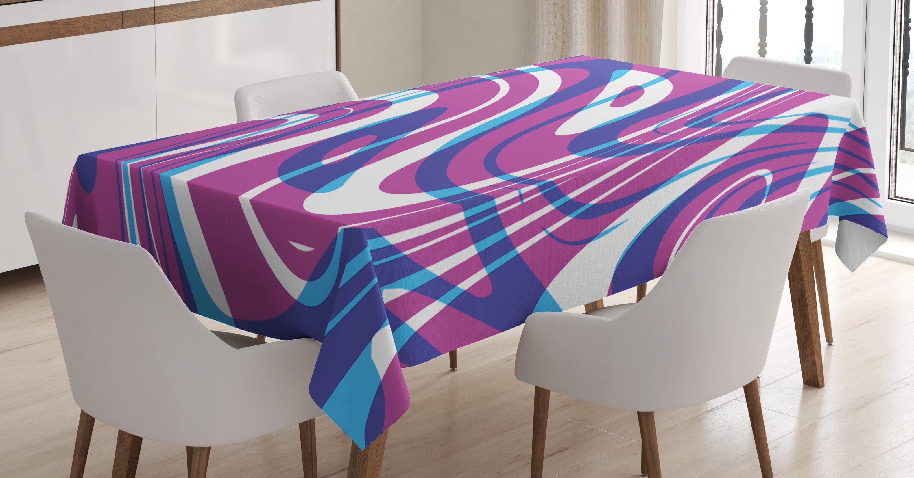 Abakuhaus Tischdecke Farbfest Waschbar Für den Außen Bereich geeignet Klare Farben, Abstrakt Abstrakte wellenförmige Motive Kunst