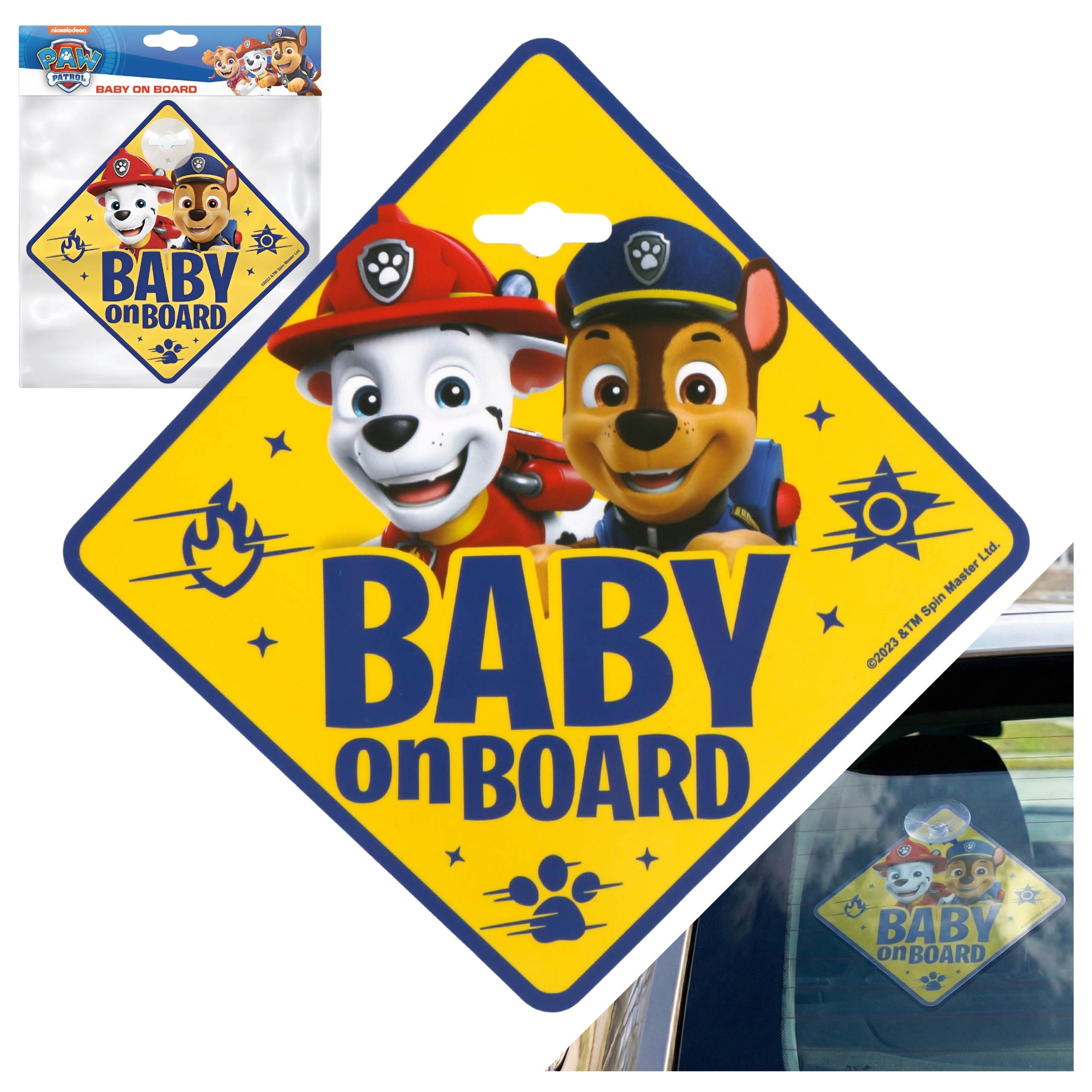 PAW PATROL Autosonnenschutz PAW Patrol Autoschild mit Saugnapf – Baby on Board