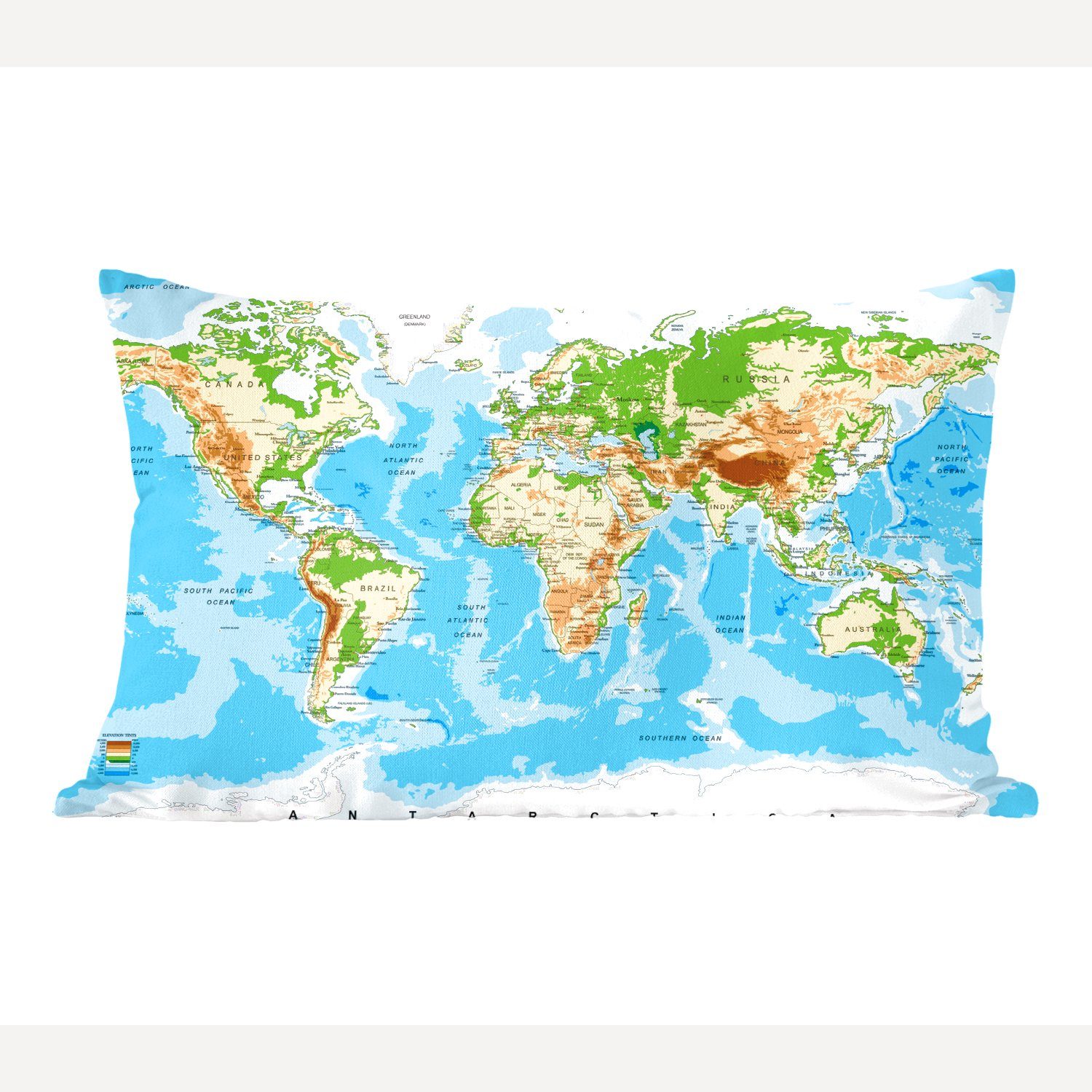 MuchoWow Dekokissen Weltkarte - Atlas - Farben - Kinder - Jungen - Mädchen, Wohzimmer Dekoration, Zierkissen, Dekokissen mit Füllung, Schlafzimmer