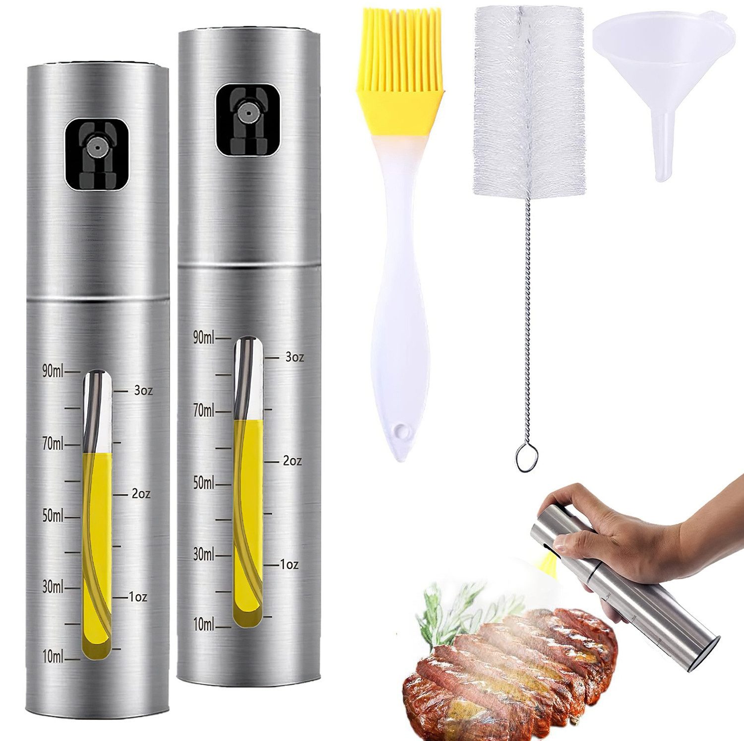 Ölspender 2x Verstärkte Ölsprüher zum Kochen, Öl Sprühflasche, Olivenölsprüher