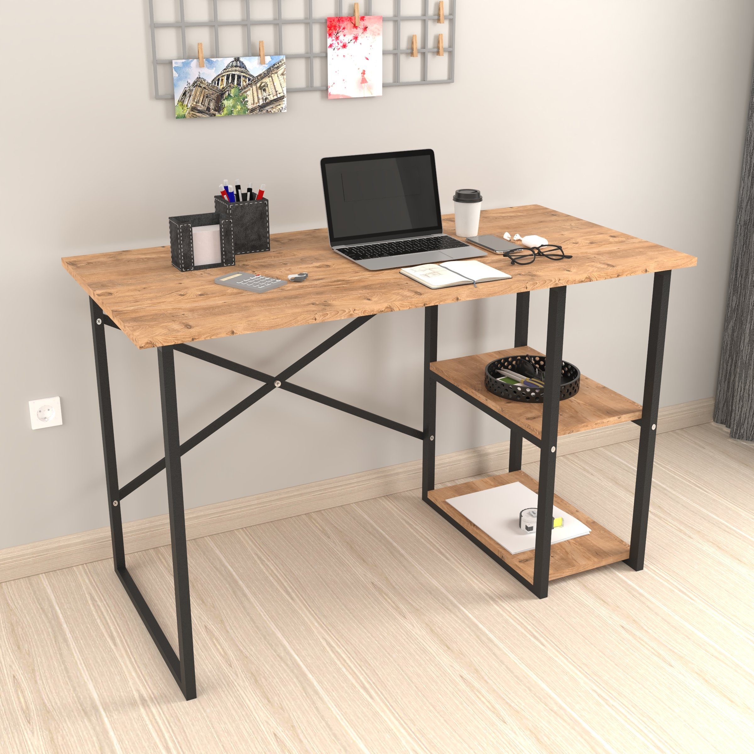 Zeta Interior Schreibtisch Arbeitstisch Tisch Ablage, Bürotisch, Computertisch, mit Gaming