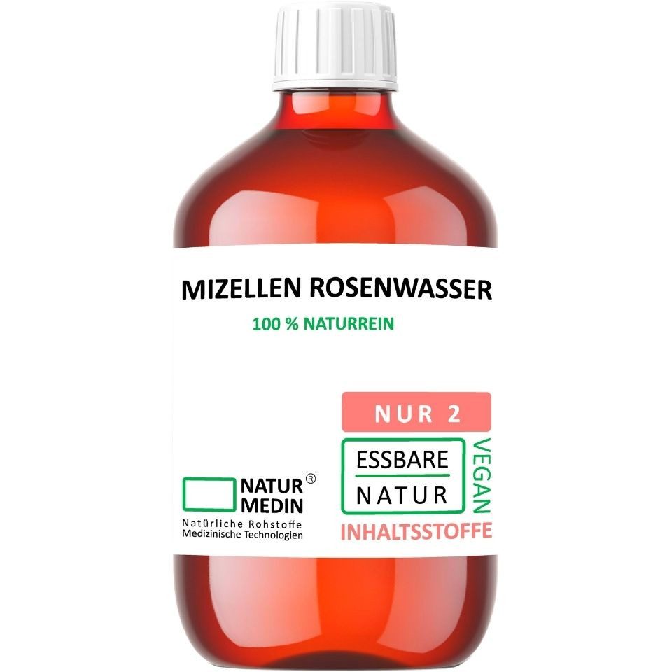 Naturmedin 2-in-1 Gesichtswasser und Peeling Mizellenwasser Rosenwasser Make-Up Entferner