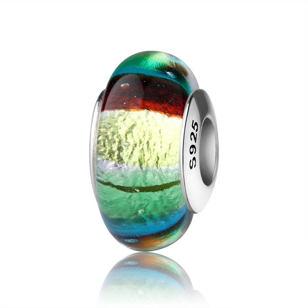Bead Wasserspiel Glas Charm für Charm Armband, Hülse aus 925 Silber