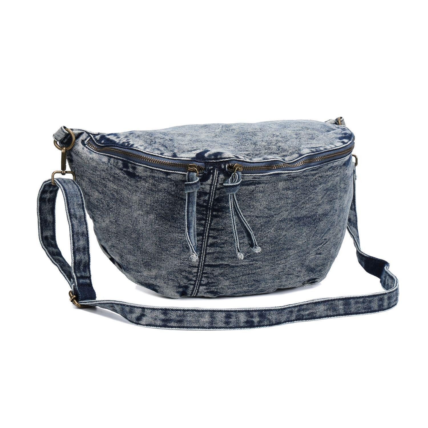 ITALYSHOP24 Schultertasche XXL Jeans Tasche CrossBody Denim Vintage Umhänge günstig online kaufen