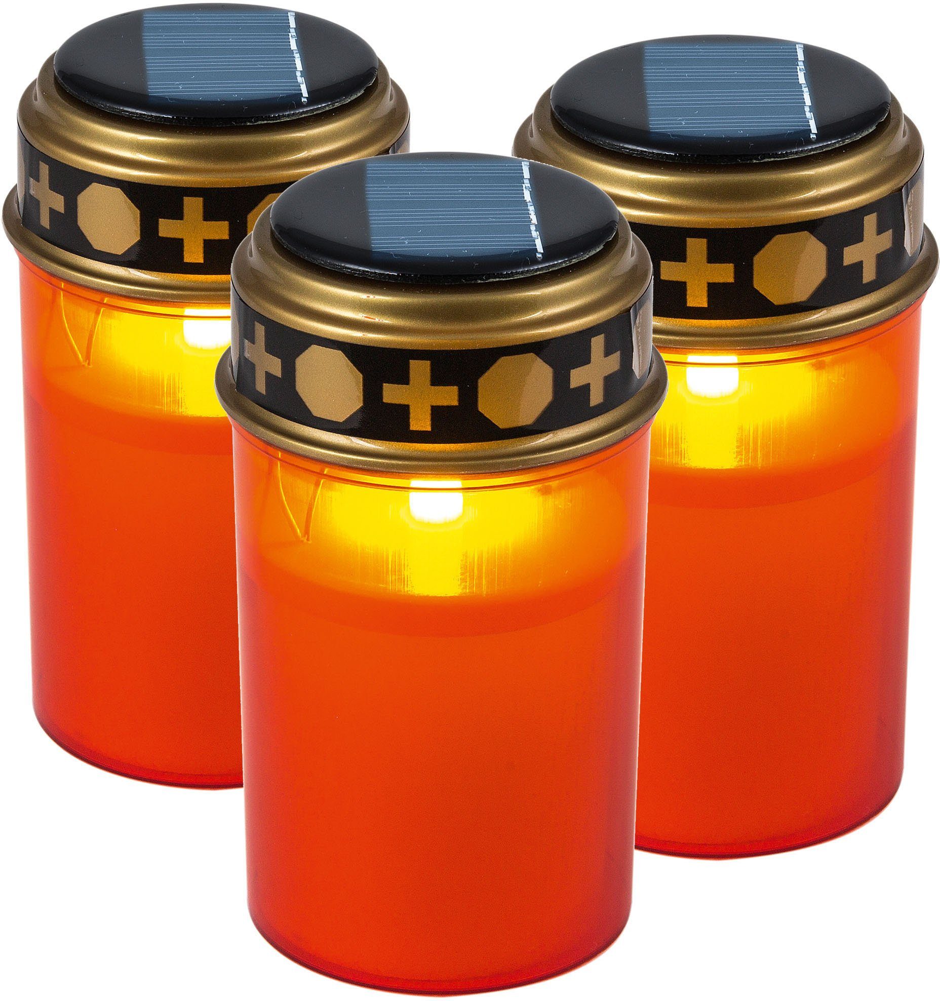 HEITRONIC Dekolicht »3er Set SolarLEDGrablicht, rot«, LEDGrableuchte