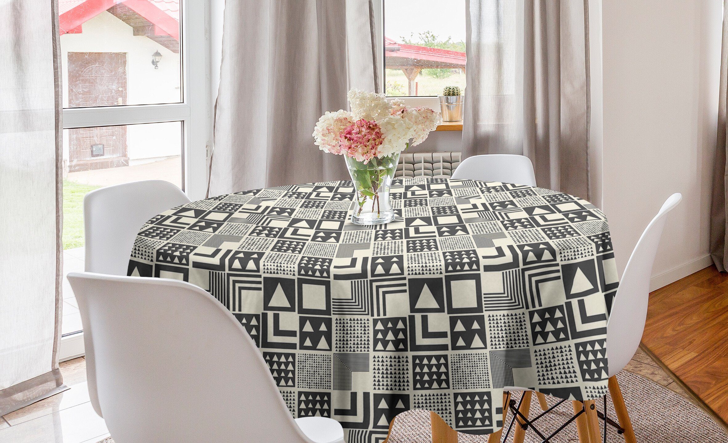 Dekoration, Art Tischdecke inspiriert Boho Küche Tischdecke für Abakuhaus geometrisch Esszimmer Abdeckung Deco Kreis