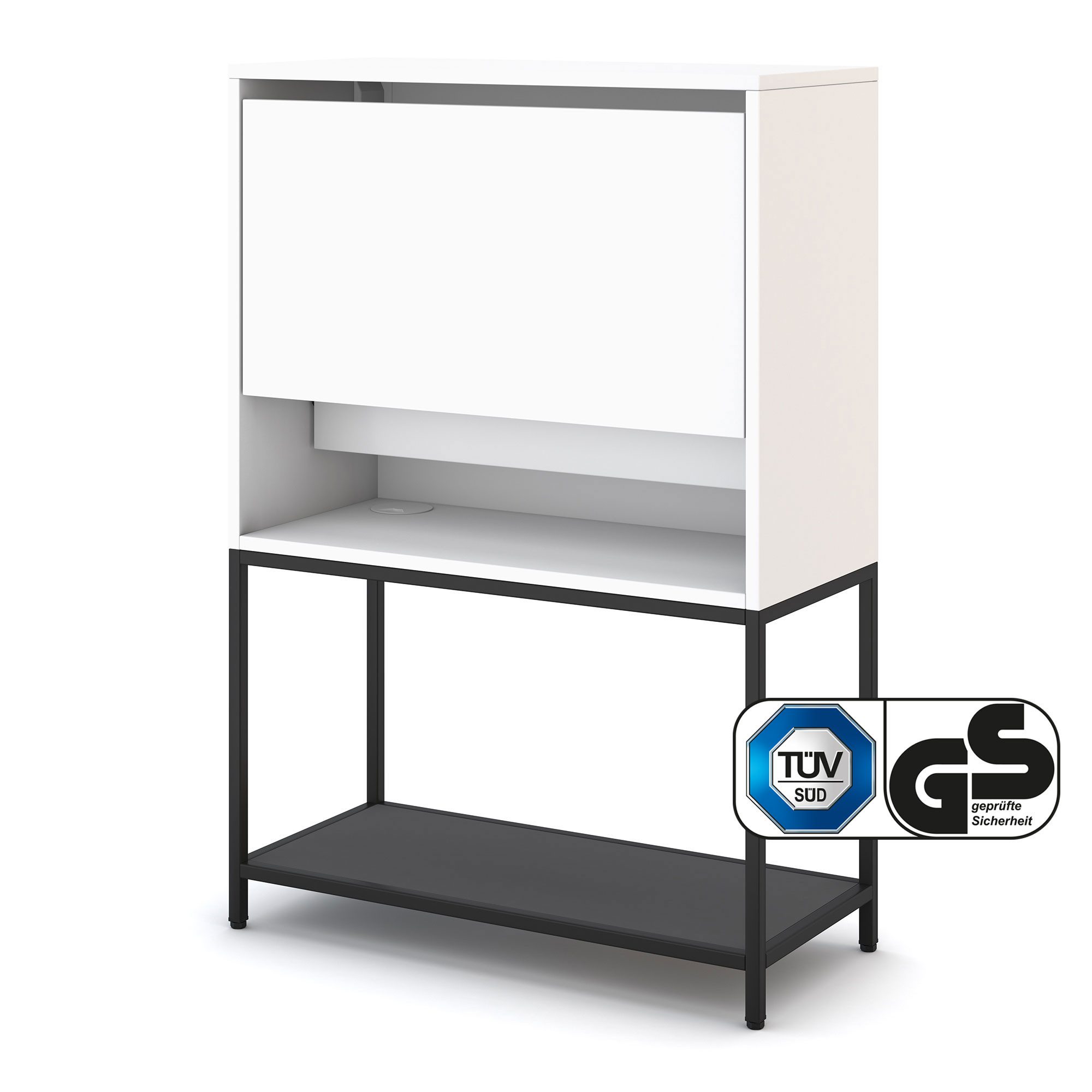 ASSMANN Büromöbel Sekretär CUBAS (74x80cm Weiß Schwarz Weiß, einfache Montage, für Homeoffice), TÜV-zertifiziert