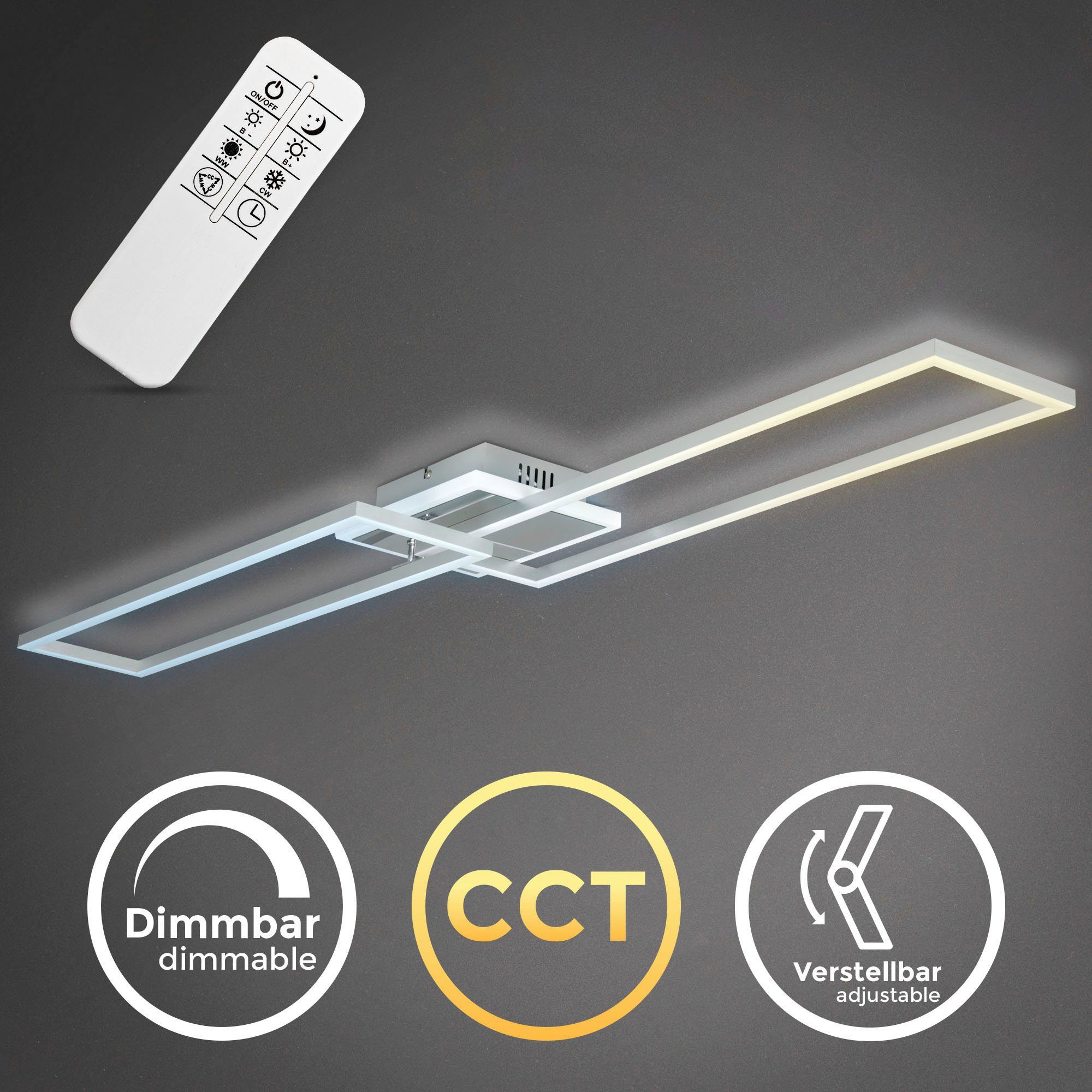 kaltweiß, CCT CCT, 40 über Nachtlichtfunktion, warmweiß - Fernbedienung B.K.Licht LED Dimmbar, LED-Deckenlampe, LED Schwenkbar, fest Timer, BK_FR1439 Deckenleuchte wählbar, Farbtemperatur Watt, Fernbedienung, integriert, -