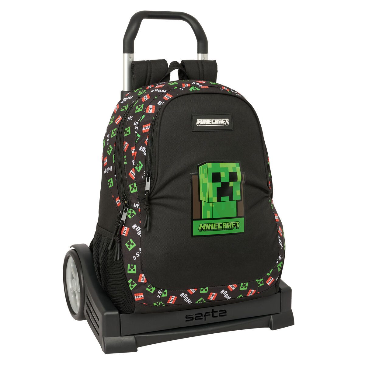 Minecraft Rucksack 32 x 44 x 16 cm - Räder Kinder Rucksack mit Rädern Minecraft Schwarz 3