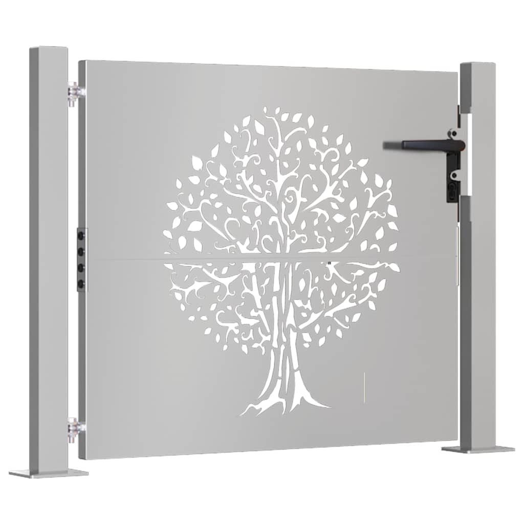 vidaXL Gartentor Gartentor 100x75 cm Cortenstahl Baumdesign