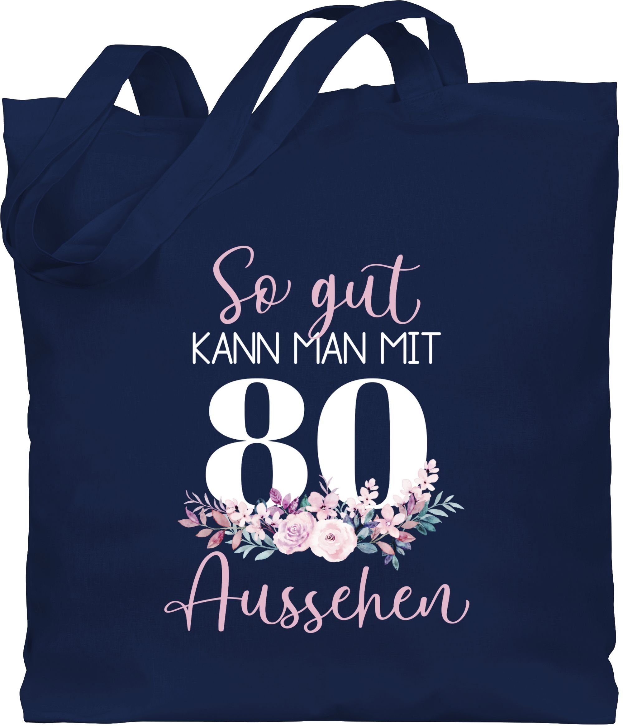 gut 80 1 Navy Geburtstag kann Umhängetasche Blau 80. mit So - zum man Shirtracer aussehen Blumenar­ran­ge­ment Achtzigsten,