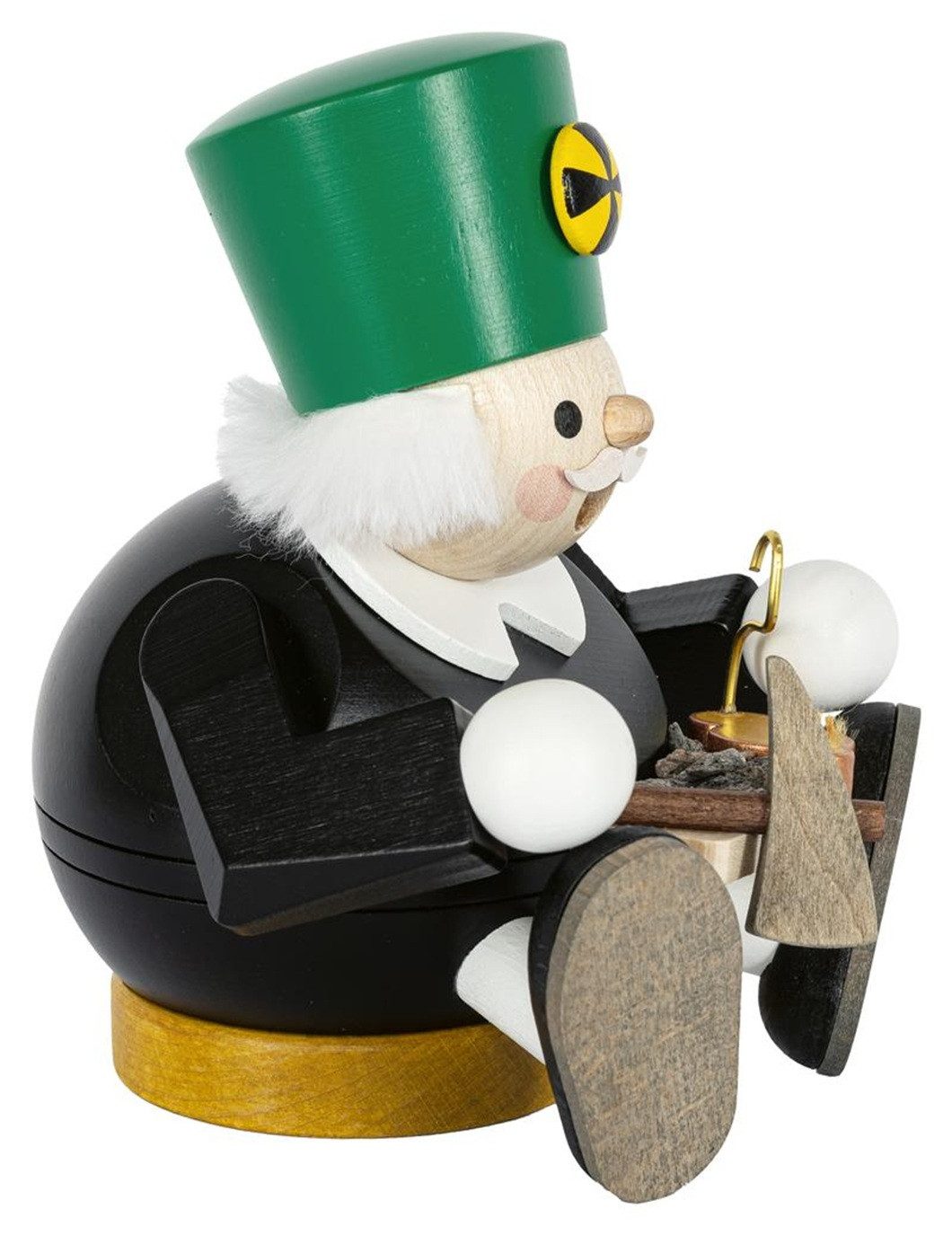 Erzgebirgische Volkskunst Richard Glässer GmbH Räuchermännchen Bergmann sitzend - Höhe: 14 cm - Handarbeit aus dem Erzgebirge, (1 St), Handarbeit aus dem Erzgebirge