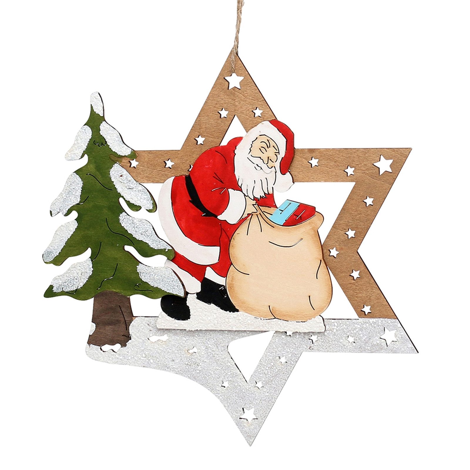 SIGRO Fensterbild Holz Fensterbild farbig, 2-fach sortiert Laserholz, Fensterdeko Weihnachtsdeko Weihnachtsanhänger