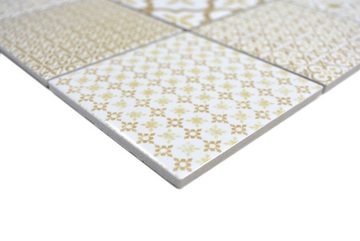 Mosani Mosaikfliesen Keramikmosaik Mosaikfliesen beige glänzend / 10 Mosaikmatten