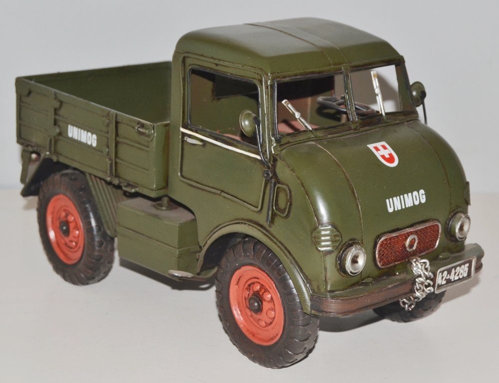JS GartenDeko Modellauto Blechauto Modellauto Oldtimer Automarke Unimog Modell Typ 401 L 32 cm