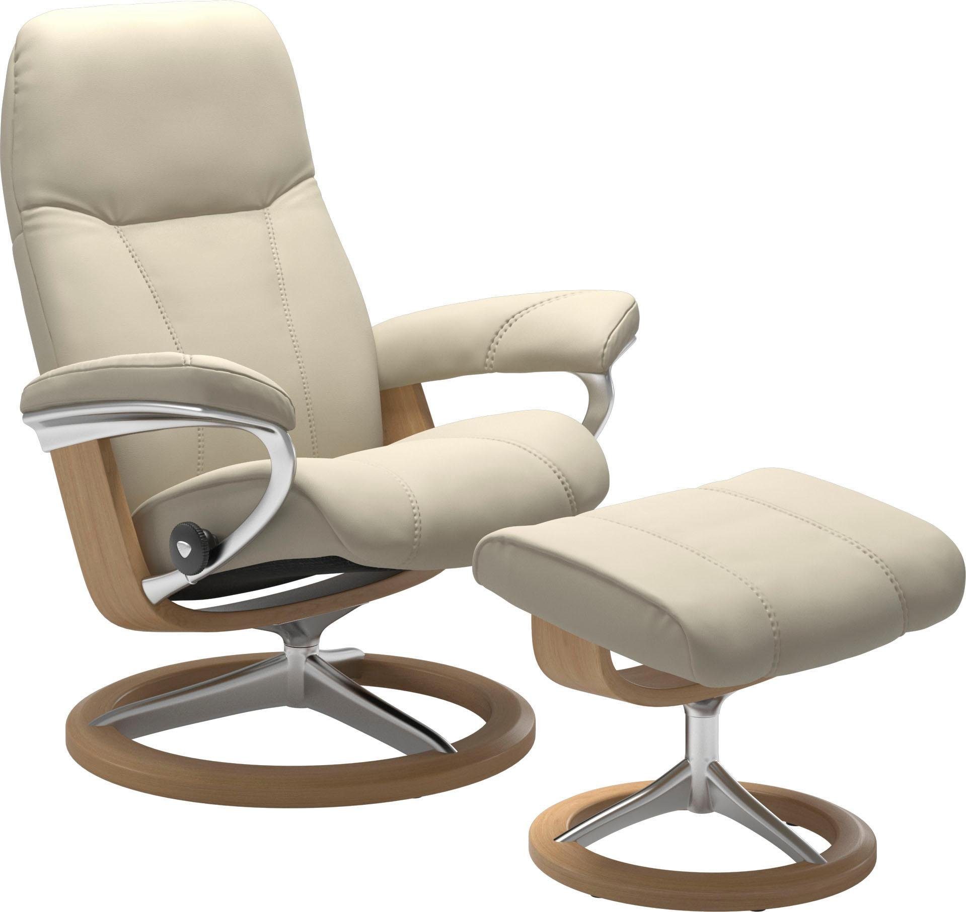 Stressless® Relaxsessel Consul (Set, Relaxsessel mit Hocker), mit Hocker, mit Signature Base, Размер M, Gestell Eiche