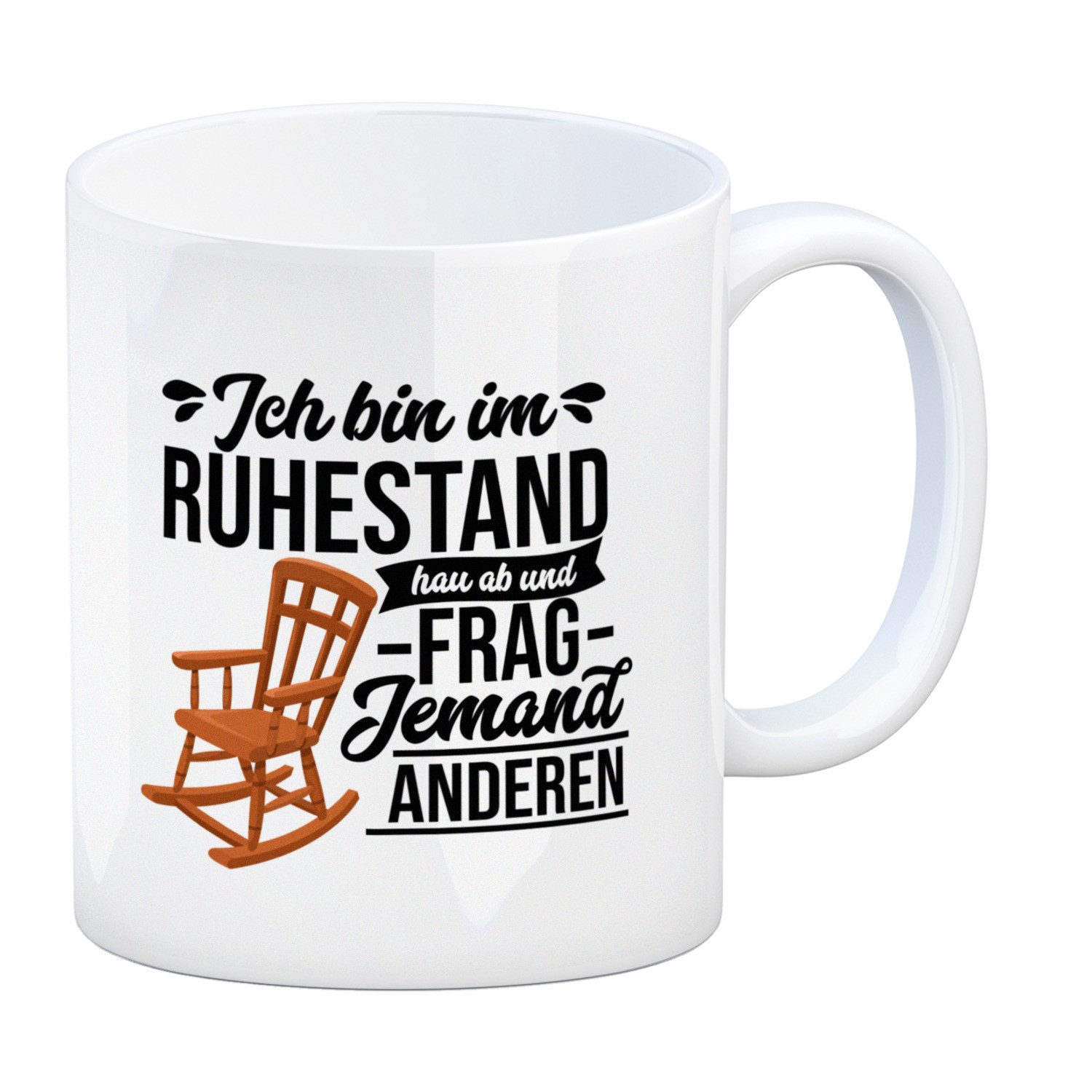 speecheese Tasse Rente Kaffeebecher mit Spruch für Rentner Ich bin im Ruhestand hau ab