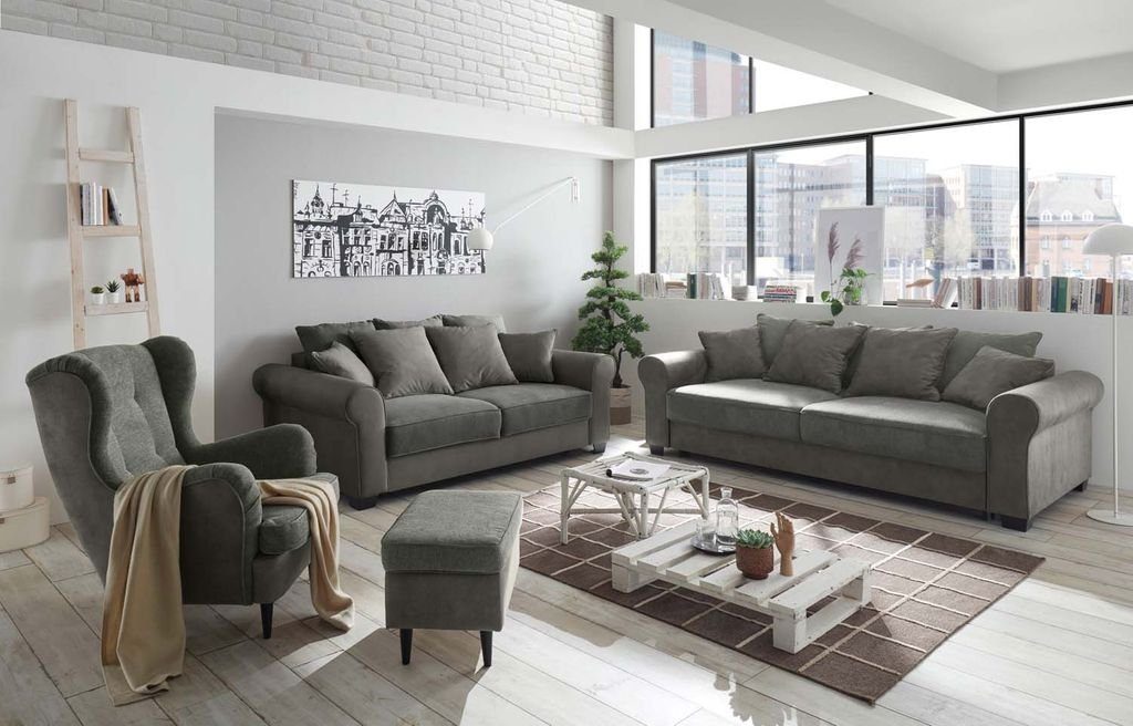 EXCITING Sofa 3-Sitzer, 3-Sitzer ED Aurelia Polstergarnitur DESIGN Grau Couch 2-farbig
