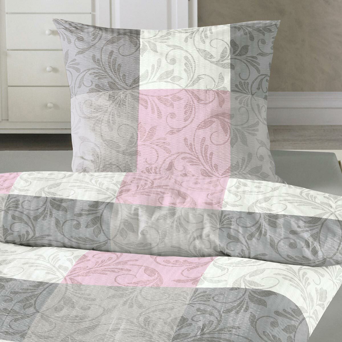 TRAUMSCHLAF Bettwäsche Fleur rose, Seersucker, 2 günstig online kaufen