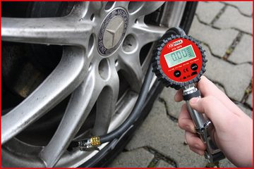 KS Tools Reifenfüllmessgerät, Digitaler Druckluft-Reifenfüllmesser, 0-14 bar