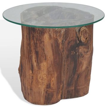 furnicato Couchtisch Teak Glas 50 x 40 cm