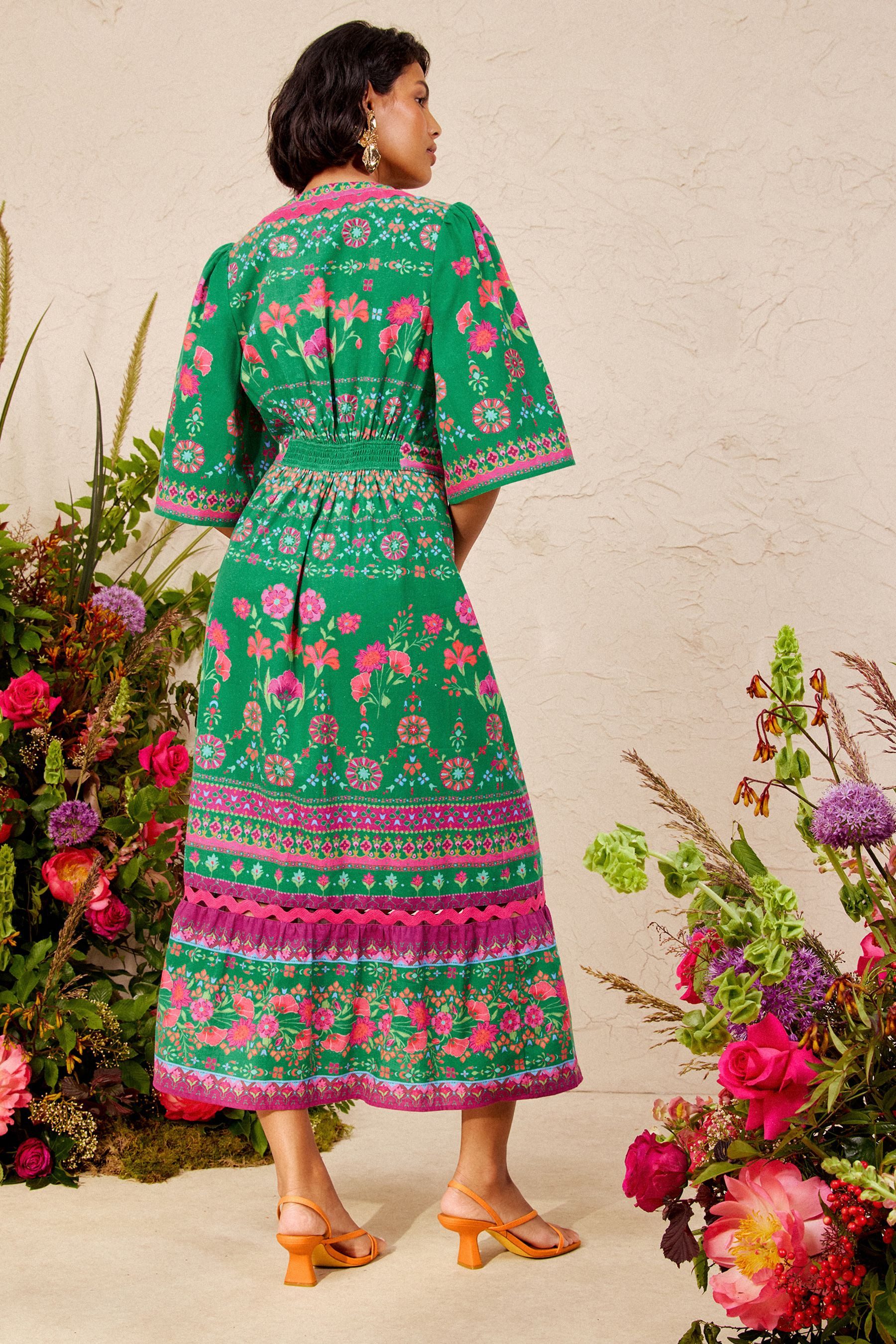 Midikleid Love & Roses Midikleid mit Zackenlitze, Regular