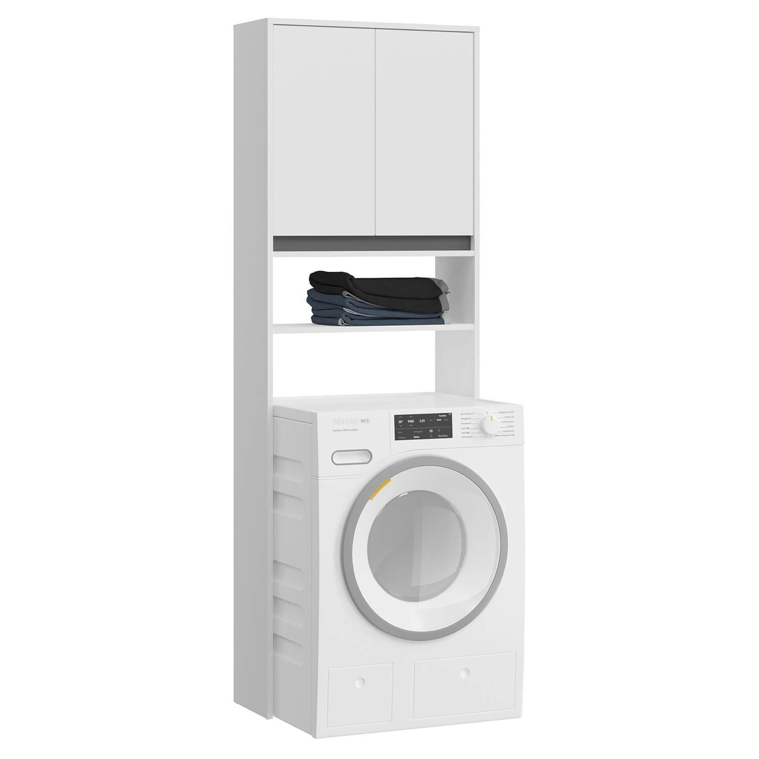 mokebo Waschmaschinenumbauschrank »Der Saubermann« Überbau o. Überbauschrank  für Waschmaschinen & Trockner, weiß aus Holz