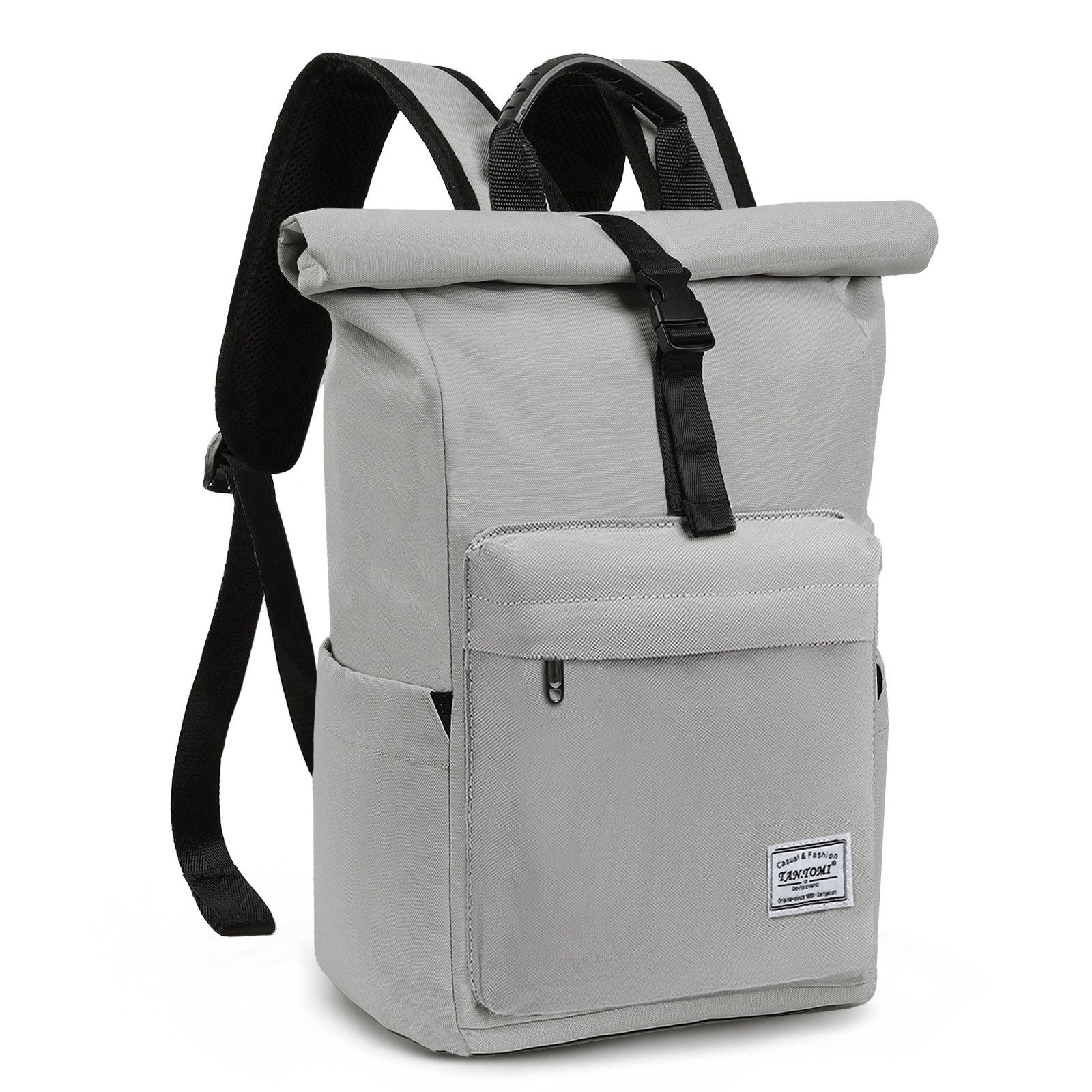 TAN.TOMI Cityrucksack Rolltop Rucksack Damen Herren, Rucksack Laptop Tasche 15,6 Zoll (Damen Herren weit öffenbar, Rolltop Rucksack wasserdicht), Backpack Daypack für Schule,Fahrradfahren,Freizeit und Reise