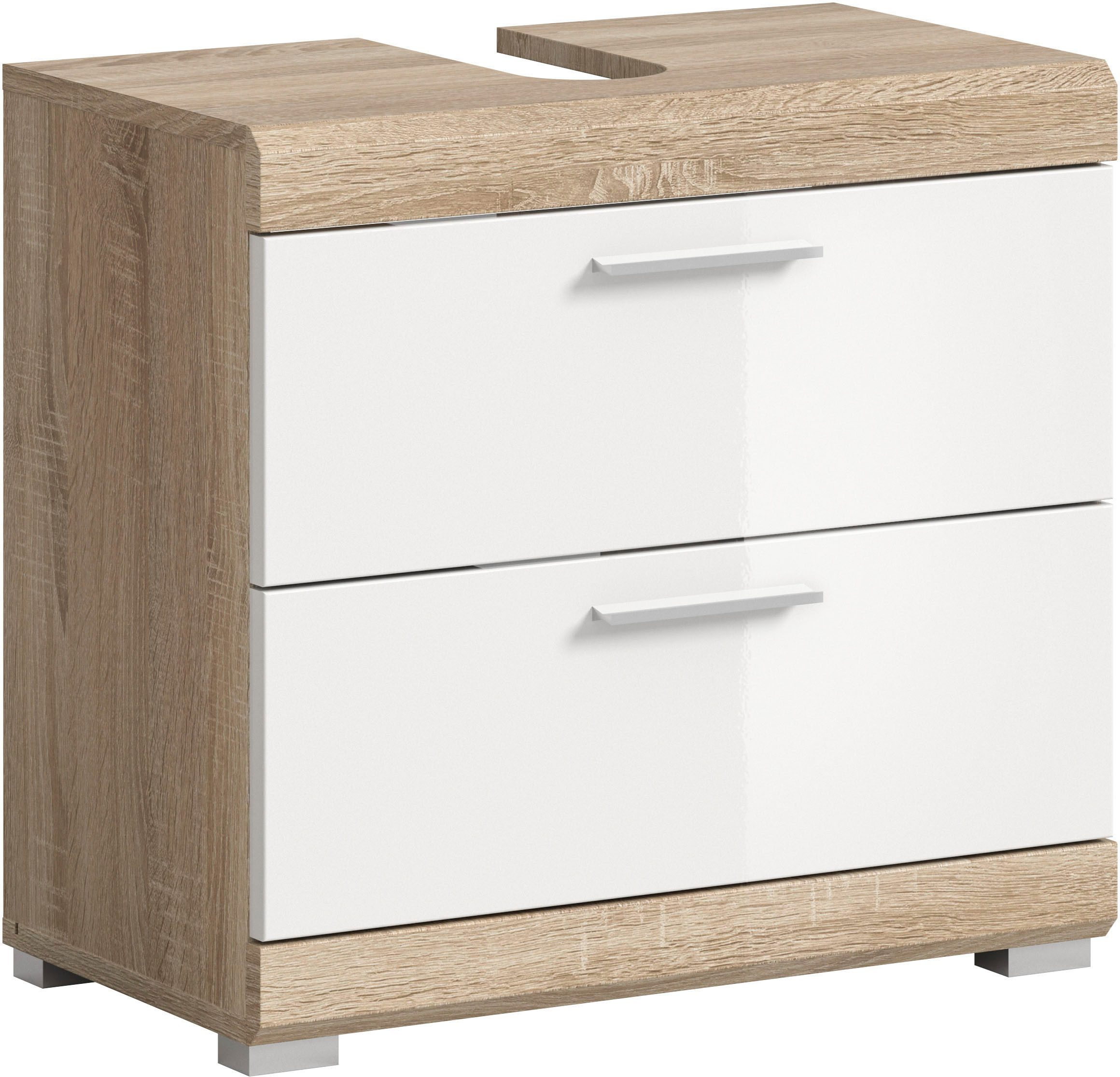 welltime Waschbeckenunterschrank SIENA, Breite 60cm, mit 2 Türen oder 2 Schubkästen, MDF-Front (1-St., TOPSELLER!, mit Siphonausschnitt 10x25 cm) in verschiedenen Farben erhältlich, Badmöbel, Badschrank, Kommode, Bad