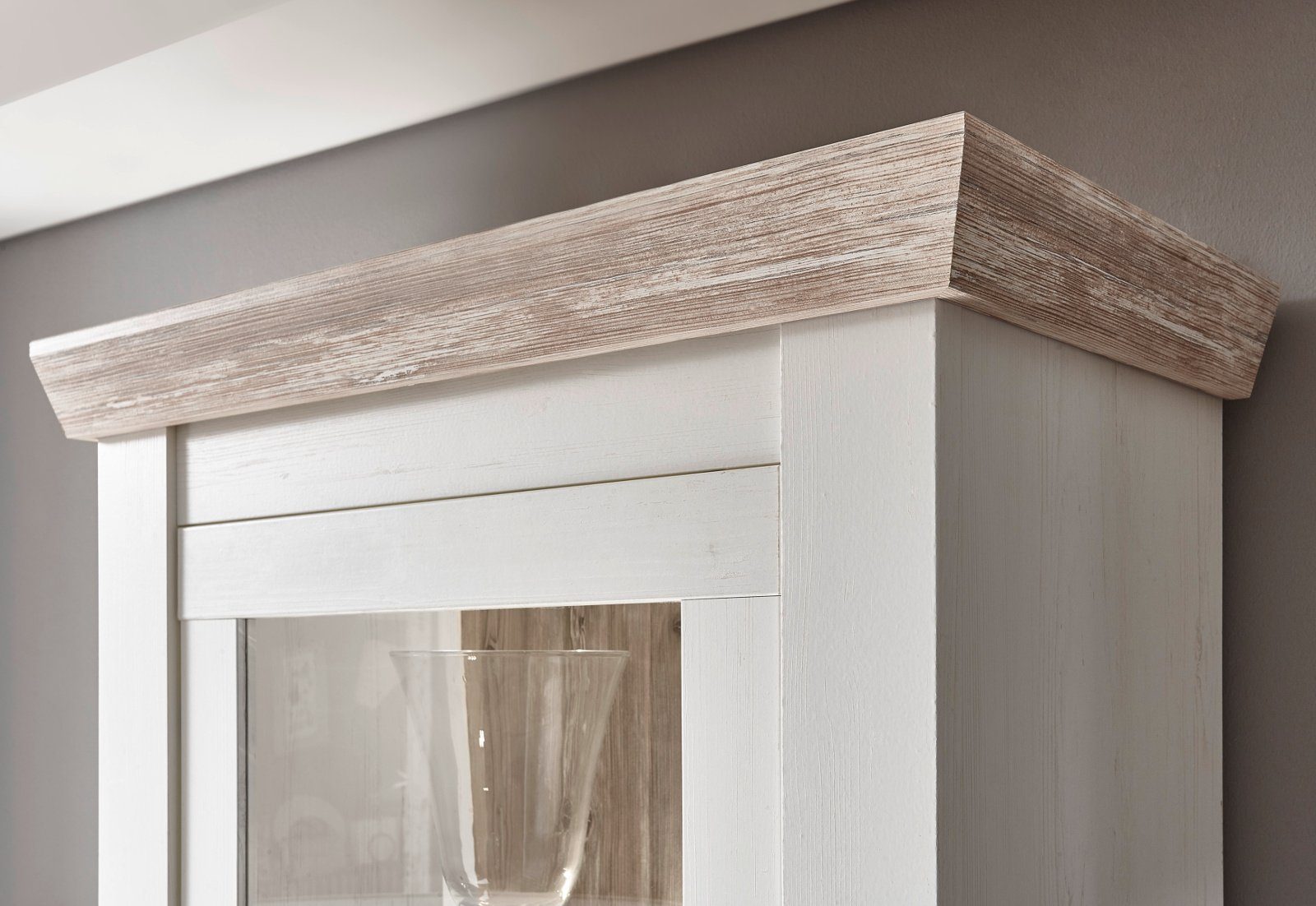Furn.Design Highboard Rovola (Schrank in Pinie weiß Landhaus mit Oslo-Pinie, 140 x 146 cm), 11 Fächer
