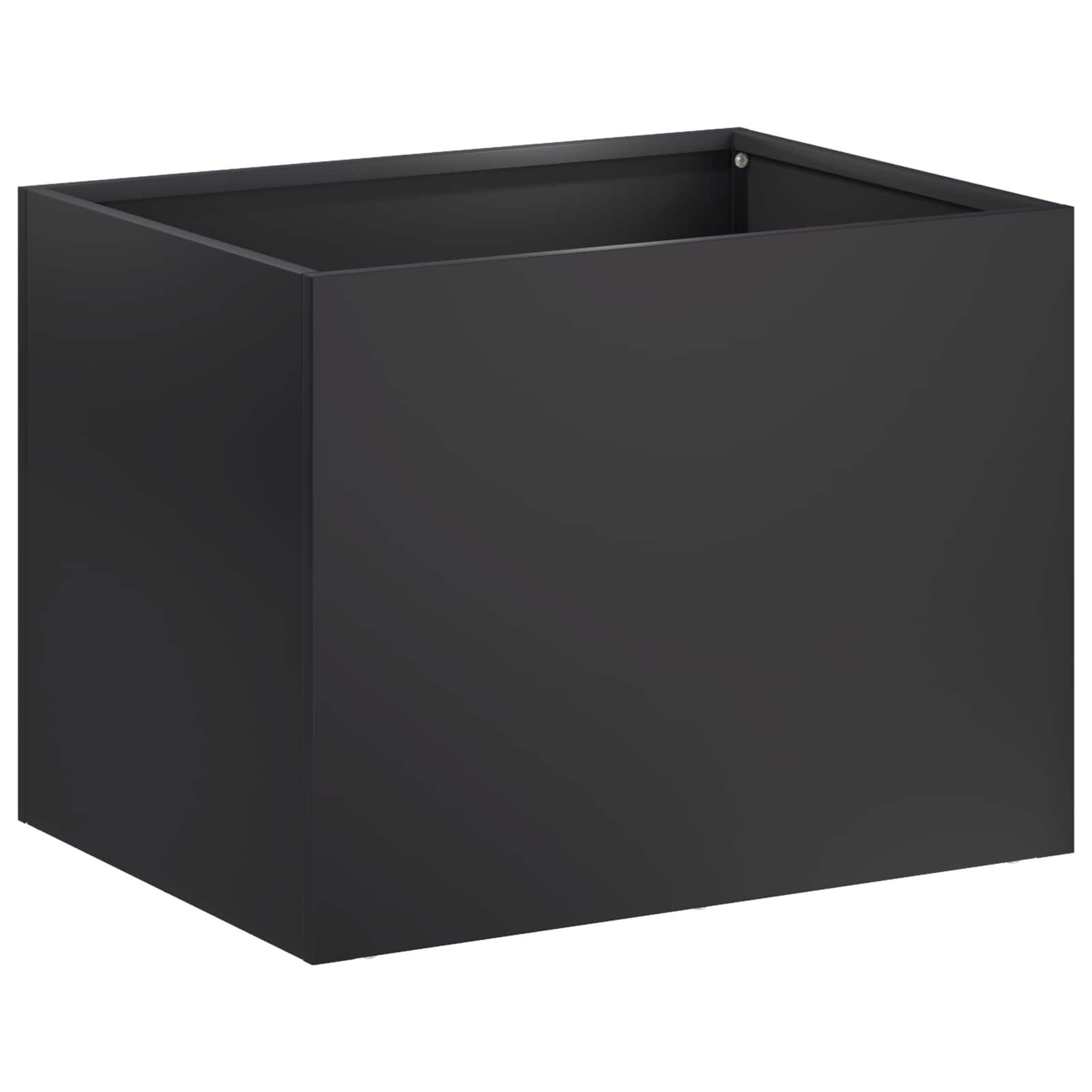 vidaXL Blumentopf Garten-Pflanzgefäß Schwarz 40 x 30 x 30 cm Kaltgewalzter Stahl (1 St)
