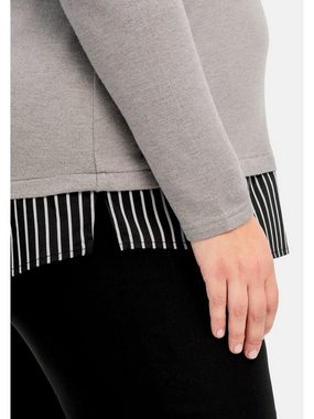 Sheego V-Ausschnitt-Pullover Große Größen mit Webeinsatz, in 2-in-1-Optik