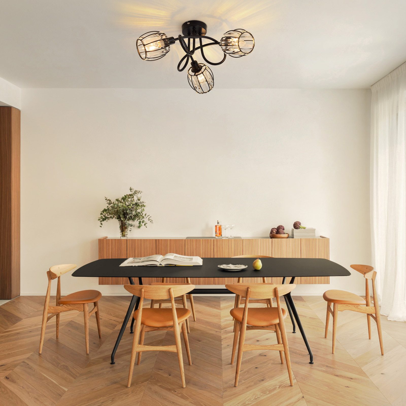 Nettlife Deckenstrahler Kristall Vintage Industrial Deckenspot Schwarz E14 350° schwenkbar, LED wechselbar, Retro Strahler Industrial Flurlampe für Flur Hotel