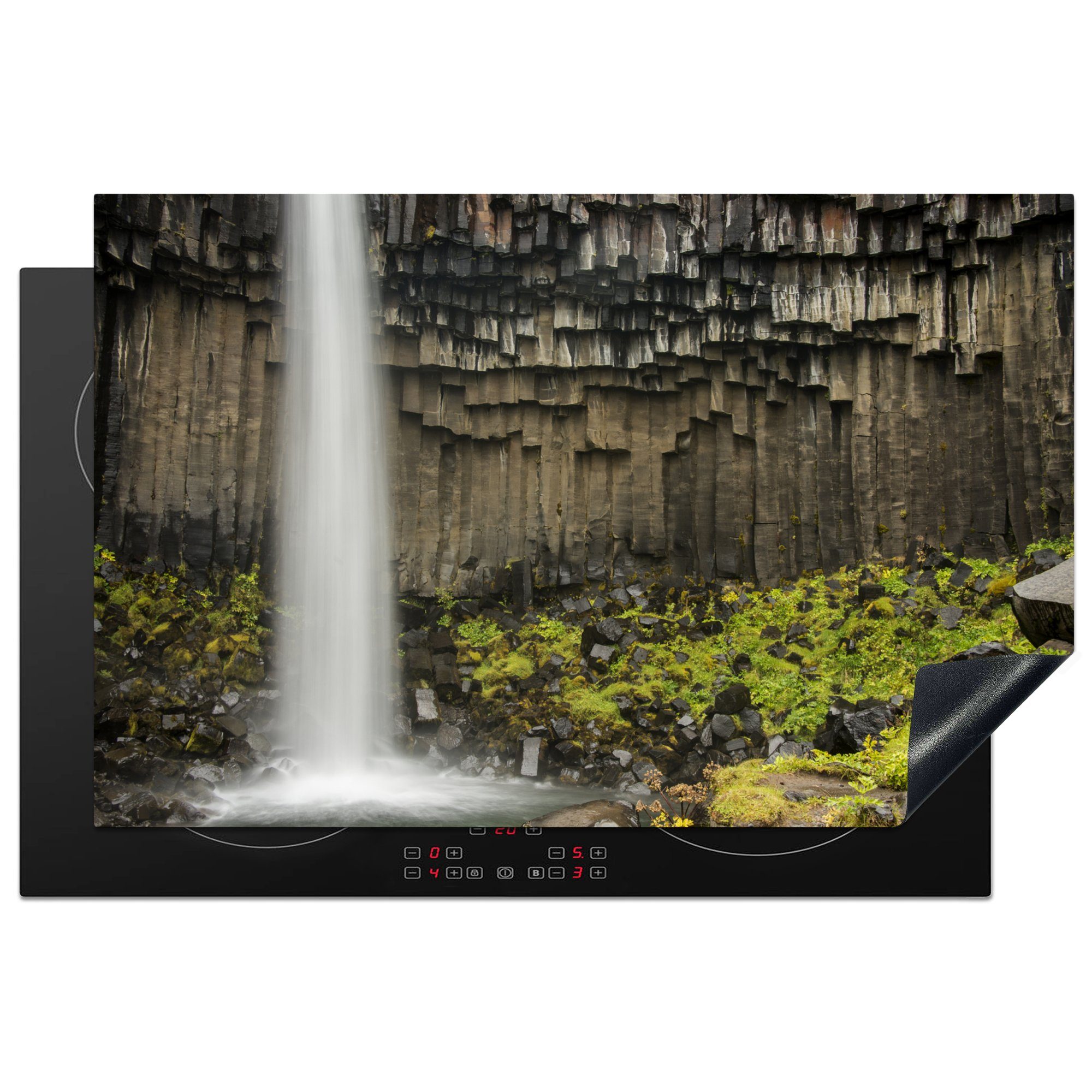 MuchoWow Herdblende-/Abdeckplatte Wasserfall in Island, Vinyl, (1 tlg), 81x52 cm, Induktionskochfeld Schutz für die küche, Ceranfeldabdeckung