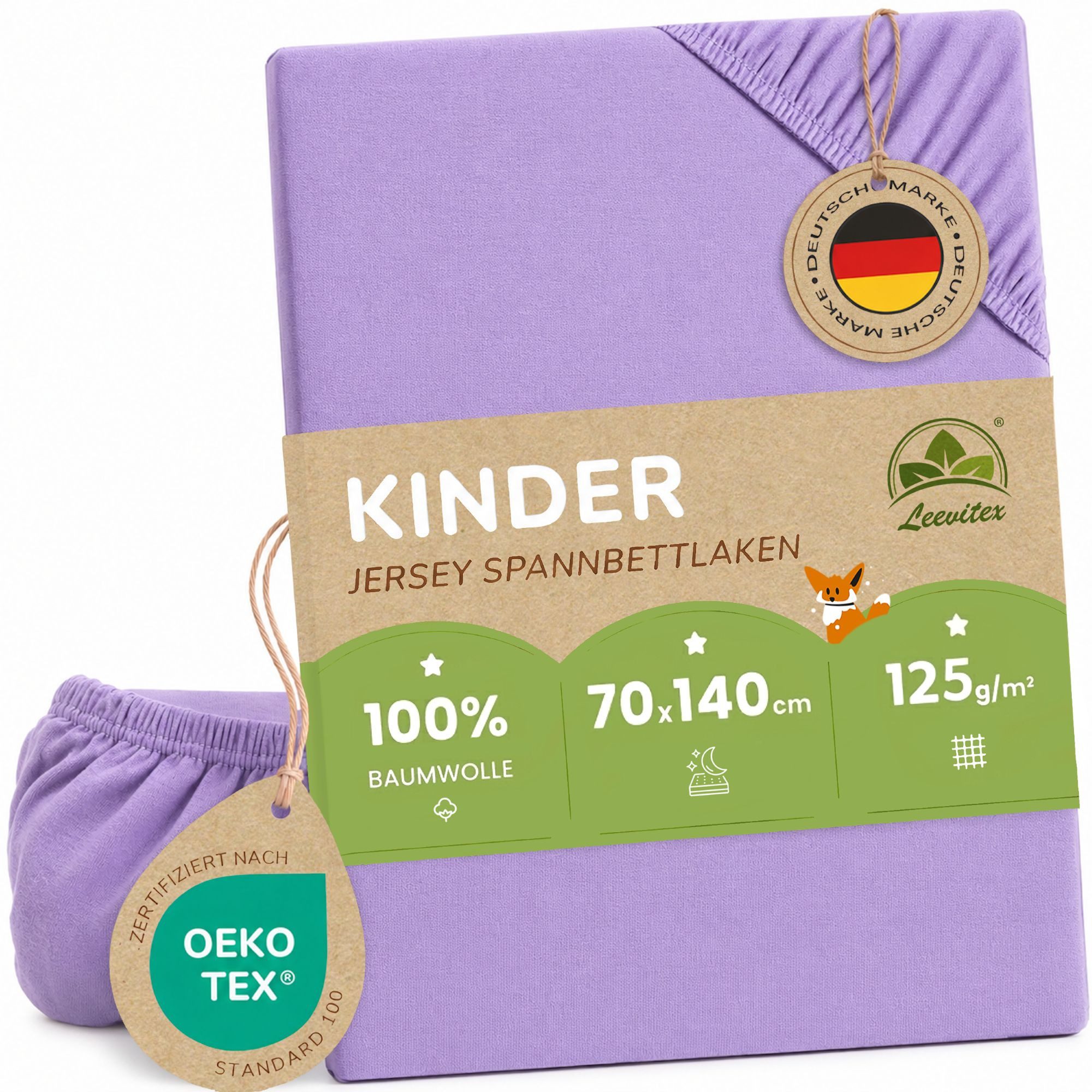 leevitex® Spannbettlaken in verschiedenen Größen und Farben, Jersey aus 100% Baumwolle, Jersey, Gummizug: rundum, (1 Stück), für Kinder- & Standardmatratzen, OEKO-TEX® STANDARD 100 zertifiziert