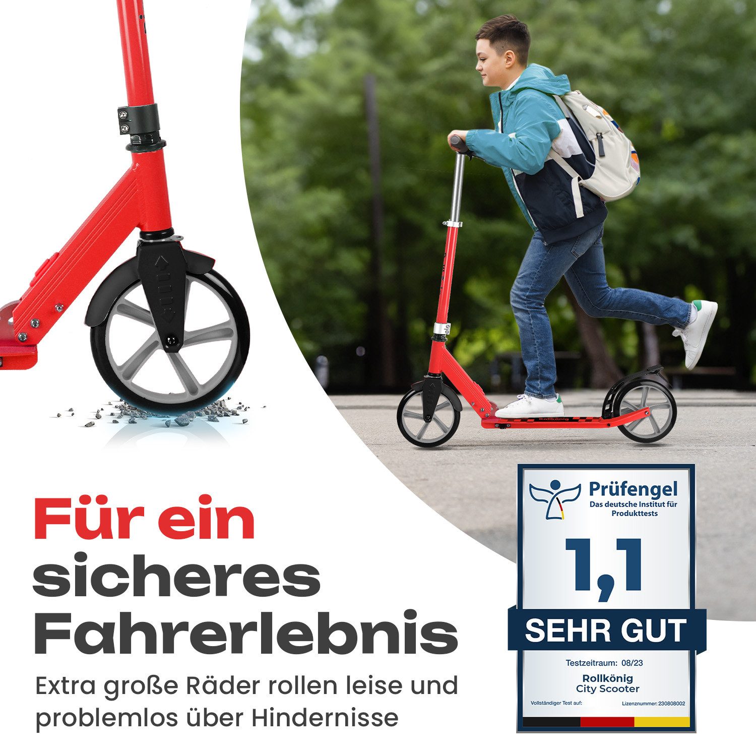 ROLLKÖNIG Tretroller Rollkönig ® Scooter Kinder ab 5 Jahren, City-Scooter mit großen Rädern, Ab 5 Jahres