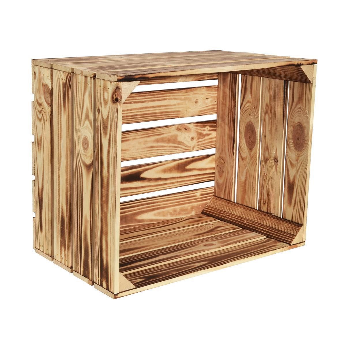 CHICCIE Holzkiste Regale Geflammt 50x40x30cm - Kisten Weinkisten (4 St)