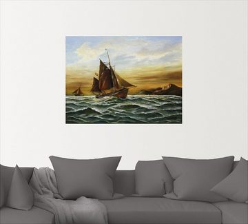 Artland Wandbild Segelschiff auf See - maritime Malerei, Boote & Schiffe (1 St), als Leinwandbild, Wandaufkleber in verschied. Größen