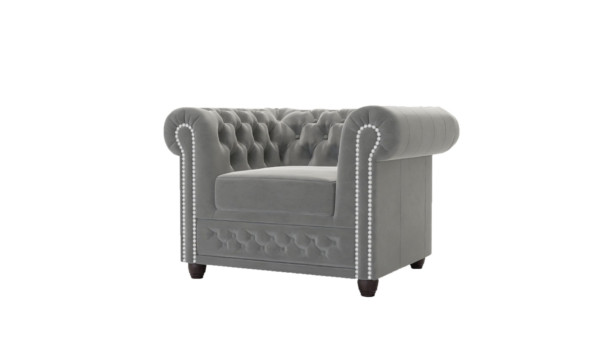 S-Style Möbel Chesterfield-Sessel Lena aus Samt-Stoff mit Holzfüßen (Chesterfield Sessel), mit Wellenfederung