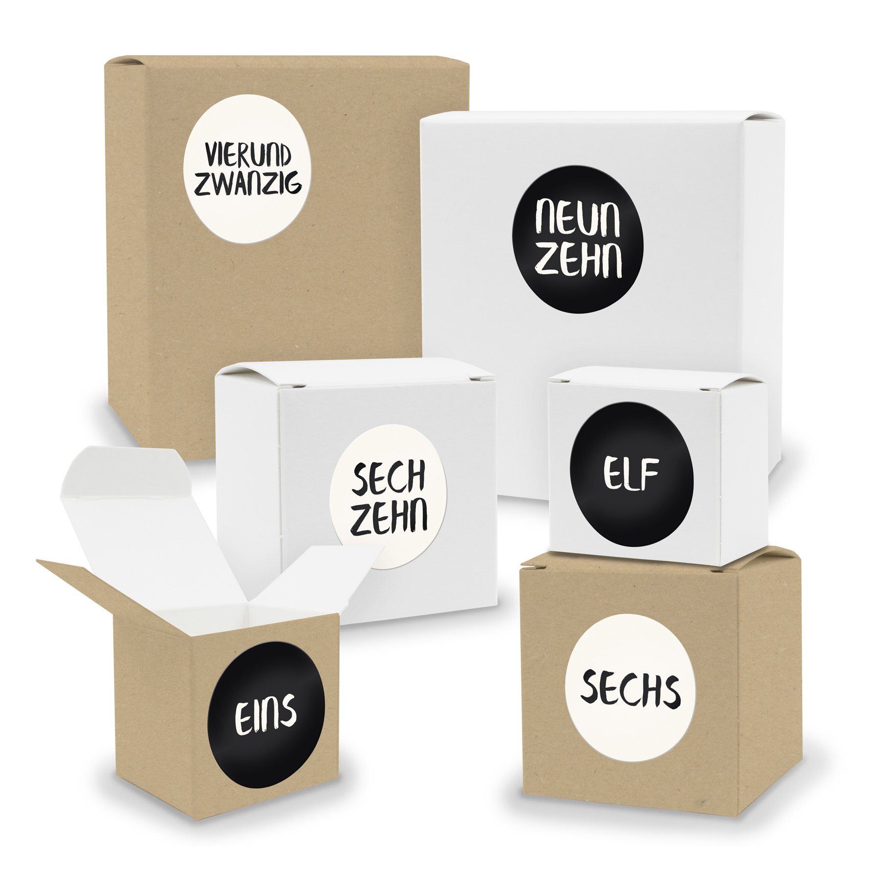 befüllbarer Adventskalender Adventskalender zum Füllen 24x Quader Würfel gemischt + Sticker (V03 Z