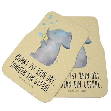 Fußmatte Elefant Seifenblasen - Gelb Pastell - Geschenk, Schmutzmatte Auto, Di, Mr. & Mrs. Panda, Höhe: 0.5 mm