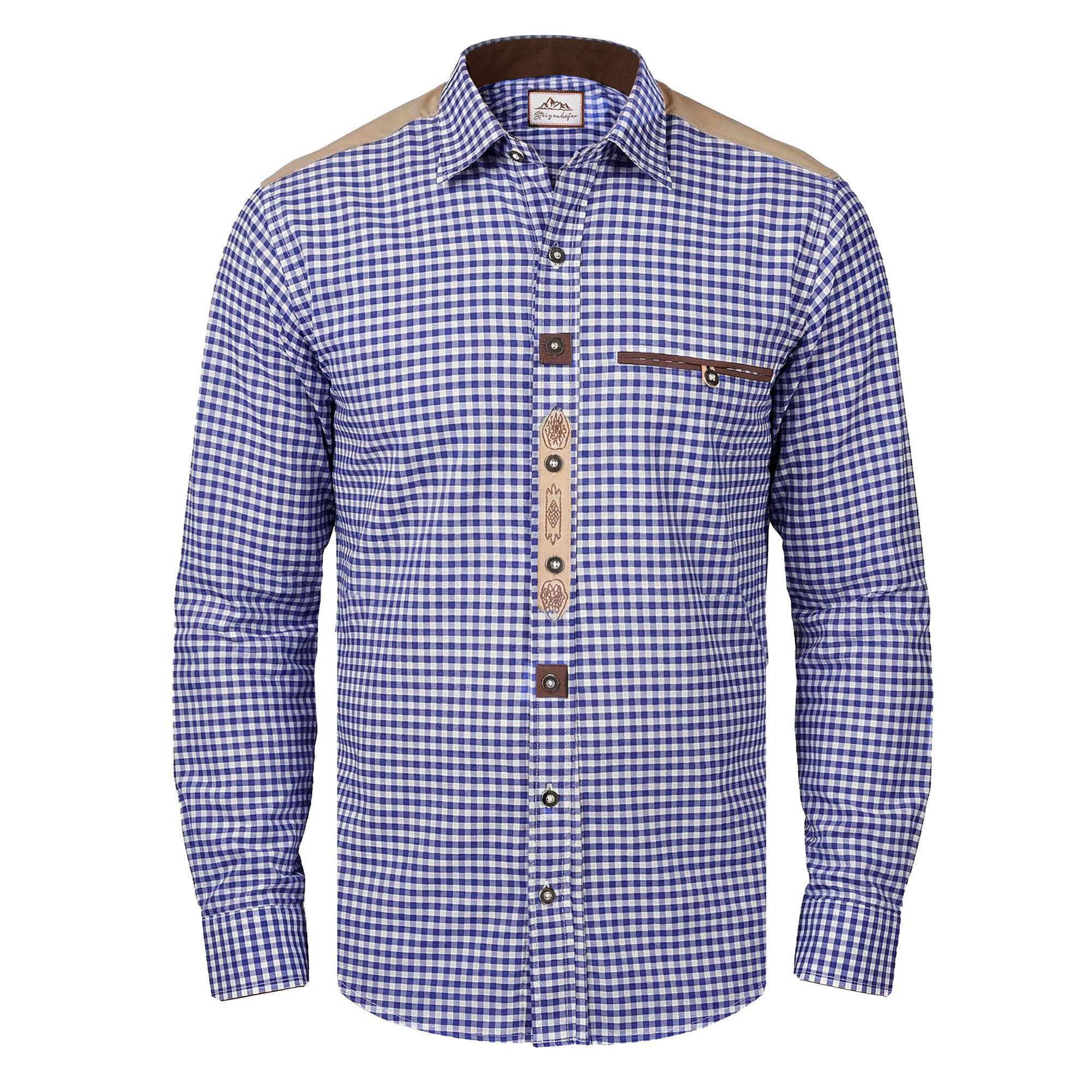 Steigenhöfer Manufaktur Trachtenhemd Herren Langarm - Leopold - Mit Trachten und Jeans kombinierbar Traditionelles Herren Hemd mit Kentkragen, für dein Oktoberfest Outfit