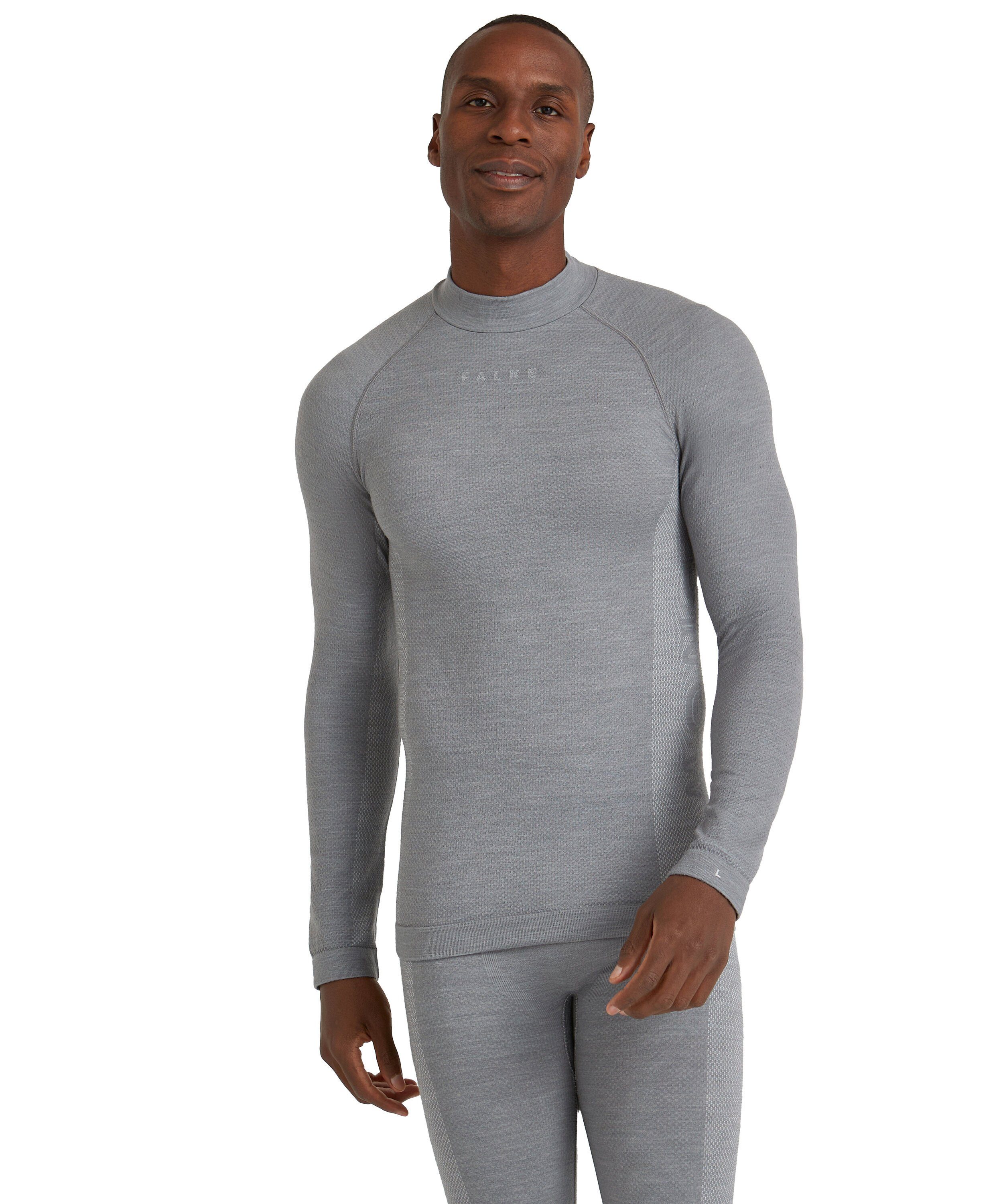 FALKE Funktionsshirt Wool-Tech (1-tlg) aus Merinowolle für kalte bis sehr kalte Temperaturen grey-heather (3757)