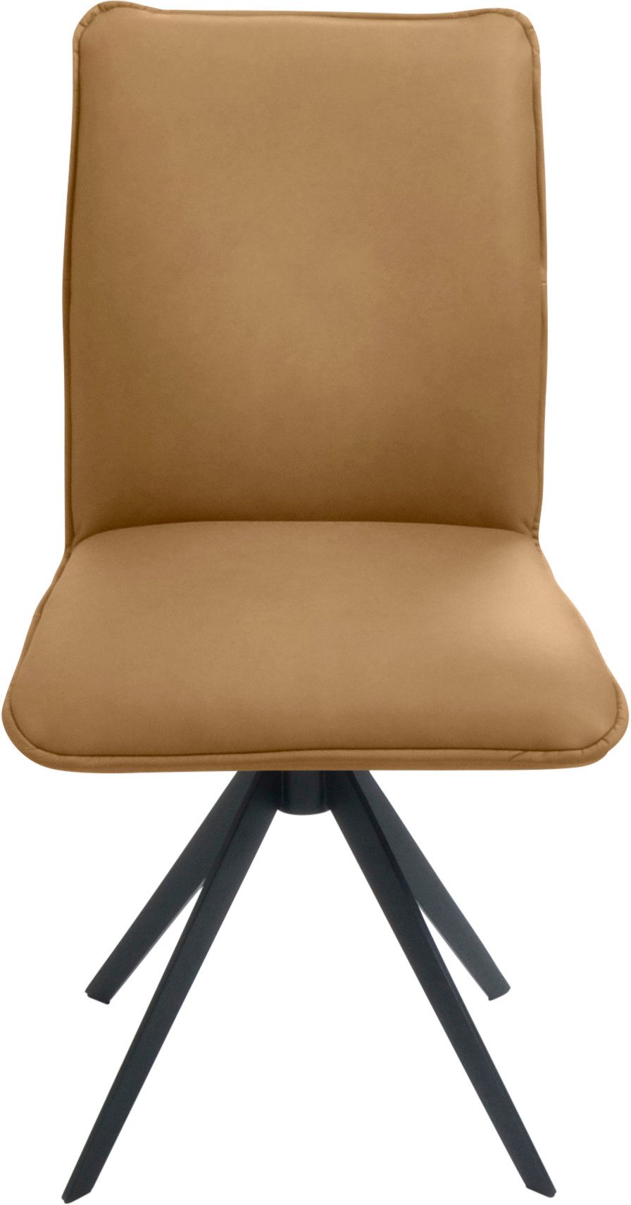 K+W Komfort & Wohnen Esszimmerstuhl Drehstuhl, Lederstuhl, Blitzdrehkreuz und Rückholfunktion, dekorativer 12mm Biese
